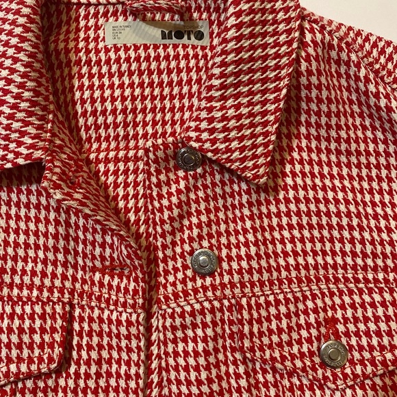 Topshop Red Houndstooth Jacket | US 6 UK 10 - Picture 13 of 13